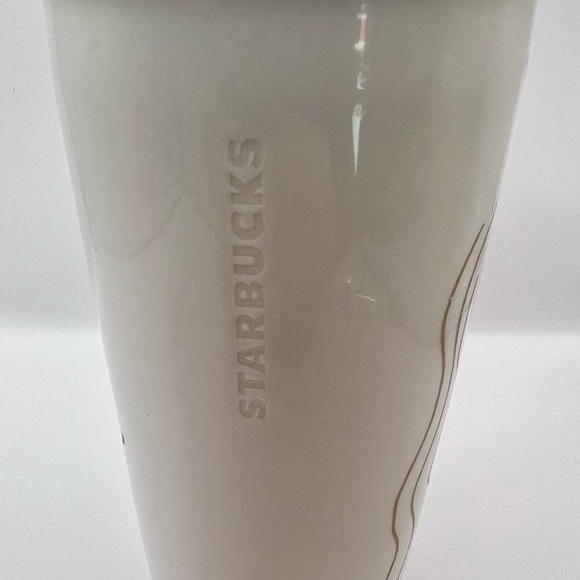 Starbucks Siren Ceramic Travel Mug with Gold Crown Lid 2016 - Picture 4 of 9